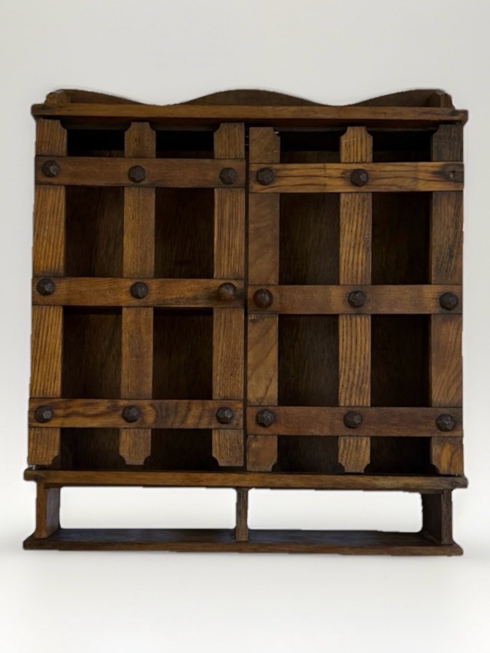 Vintage Wooden Apothecary Spice Tea Rack Cabinet Wall Shelf Lattice Doors MCM